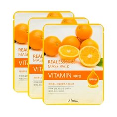 Juno тканевая маска Real Essence Mask Pack с витаминами, 25 мл, 3 шт.