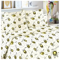Постельное белье 1.5-спальное Letto Жужу 50 х 70 бязь желтый