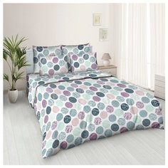 Постельное белье 1.5-спальное Letto B190 70х70 см, бязь белый/зеленый