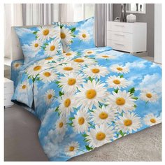 Постельное белье 1.5-спальное Letto B329 70х70 см, бязь голубой/белый