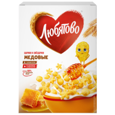 Готовый завтрак Любятово Медовые шарики и звёздочки, коробка, 200 г