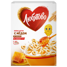 Готовый завтрак Любятово Овсяные колечки с медом, коробка, 200 г