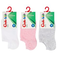Носки Conte-kids комплект из 3 пар, размер 14, белый/светло-серый/светло-розовый