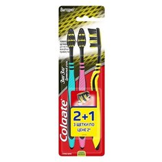 Зубная щетка Colgate Зиг Заг многофукциональная с древесным углем, средней жесткости, 3 шт.