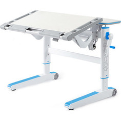 Детский стол Mealux Ergowood-L TG/BL BD-810 TG/BL столешница белый дуб дерево/накладки на ножках голубые