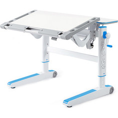 Детский стол Mealux Ergowood-L W/BL BD-810 W/BL столешница белая дерево/накладки на ножках голубые