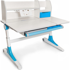 Стол Mealux Ontario Blue (Evo-600 TG/BL) столешница белый дуб дерево/ножки белые с голубым