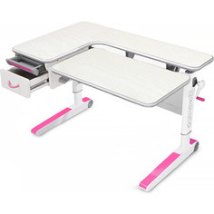 Стол Mealux Woodville TG/PN (BD-850 TG/PN) столешница белый дуб дерево/накладки на ножках розовые