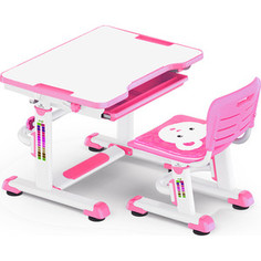 Комплект мебели Mealux BD-08 (столик+стульчик) Teddy pink столешница белая / пластик розовый