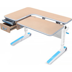 Стол Mealux Woodville MG/BL (BD-850 MG/BL) столешница клен дерево/накладки на ножках голубые