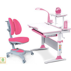Комплект Mealux Evo-kids Evo-30 PN (арт. Evo-30 PN + Y-115 KP) / (стол+полка+кресло+лампа) / белая столешница (дерево), пластик розовый