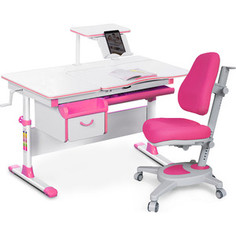 Комплект Mealux Evo-kids Evo-40 PN (арт. Evo-40 PN + Y-110 KP) / (стол+полка+кресло+лампа) / белая столешница, пластик розовый