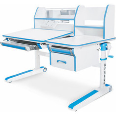 Детский стол Mealux Sherwood W/BL (BD-830 W/BL) столешница белая дерево/накладки на ножках голубые