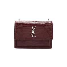 Сумка Sunset medium с тиснением под крокодила Saint Laurent
