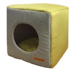 Домик для кошек и собак Xody Куб трансформер №1, флок, OLIVE, желтый, 30x33x30см