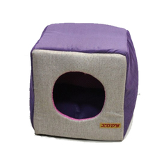 Домик для кошек и собак Xody Куб трансформер №1, флок, VIOLET, фиолетовый, 30x33x30см