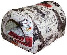 Домик для кошек и собак Xody Тоннель №1, флок, Лондон, бежевый, 50x36x30см