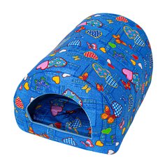 Домик для кошек и собак Xody Тоннель №1, хлопок, джинс, синий, 50x36x30см