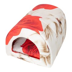 Домик для кошек и собак Xody Тоннель №1, эконом, белый, красный, 50x36x30см