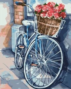 Живопись по номерам Paintboy "Велосипед с цветочной корзиной" 40x50