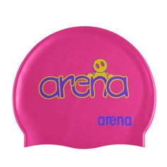 Шапочка для плавания детская Arena Kun Cap Junior (6-12 лет), розовый, синие буквы
