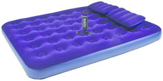 Надувная кровать Relax Flocked Air Bed Queen 2 Pillows с ручным насосом 203х152х22 Синий