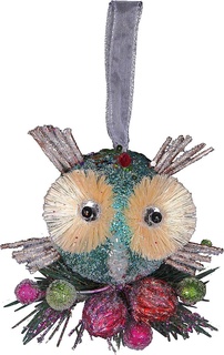 Украшение коллекционное Mister Christmas "Сова" (цвет: голубой)