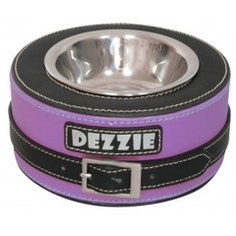 Одинарная миска для кошек и собак DEZZIE, сталь, фиолетовый, черный, 0.5 л