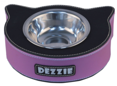 Одинарная миска для кошек DEZZIE, сталь, фиолетовый, черный, 0.125 л