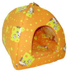 Домик для кошек и собак Бобровый Дворик Кошки №1, желтый, 39x35x39см