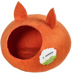 Домик для кошек и собак Zoobaloo WoolPetHouse с ушками M, оранжевый, 35x35x35см
