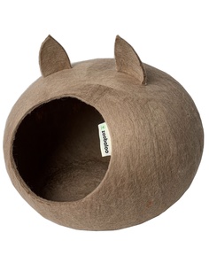 Домик для кошек и собак Zoobaloo WoolPetHouse с ушками L кофе с молоком, 40x40x20см