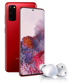 Смартфон Samsung Galaxy S20 128Gb Red + Наушники Samsung Galaxy Buds+ White