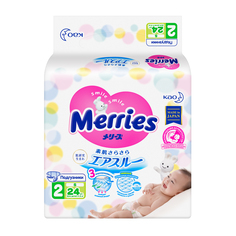 Подгузники Merries S (4-8 кг), 24 шт.