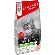 Сухой корм для кошек PRO PLAN Sterilised, для стерилизованных, лосось, 1,5кг + 400г