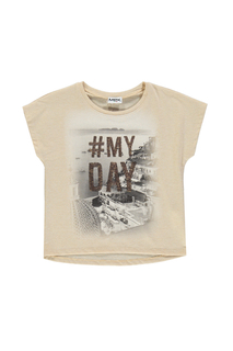 Футболка для девочки MEK, цв.бежевый, р-р 164