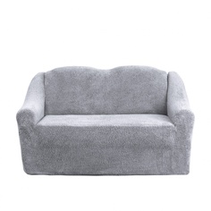 Чехол на двухместный диван плюшевый Venera "Sofa soft", цвет: серый
