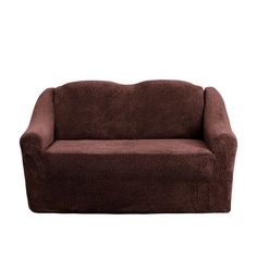 Чехол на двухместный диван плюшевый Venera "Sofa soft", цвет: темно-коричневый