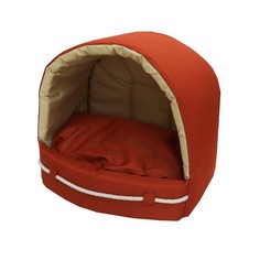Домик для кошек и собак ZooExpress Морская эстрада, красный с бежевым, 48x43x43см