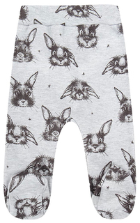 Ползунки Веселый малыш Зайка с принтом серый р.74