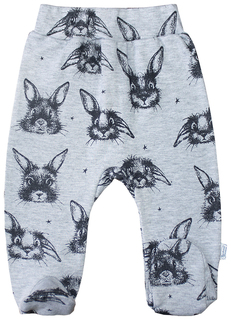 Ползунки Веселый малыш Зайка с принтом серый р.62