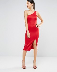 Платье миди на одно плечо с разрезом до бедра AX Paris-Красный
