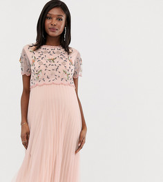 Приталенное платье миди с кроп-топом ASOS DESIGN Maternity-Кремовый