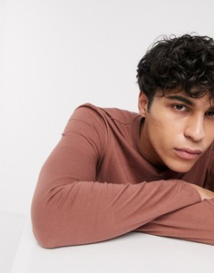 Коричневый лонгслив с круглым вырезом ASOS DESIGN