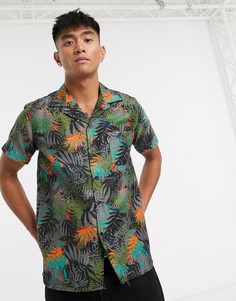 Черная пляжная рубашка с принтом пальм Slydes-Мульти