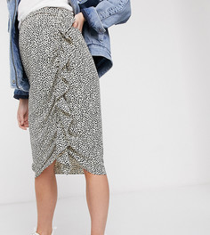 Юбка миди с оборкой сбоку и принтом сердечек ASOS DESIGN Maternity-Мульти