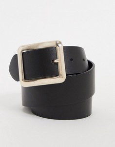 Черный ремень для джинсов с квадратной пряжкой ASOS DESIGN