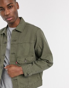 Оливково-зеленая парусиновая куртка с накладными карманами Levis-Зеленый Levis®