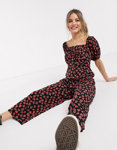Комбинезон с цветочным принтом и квадратным вырезом ASOS DESIGN-Мульти