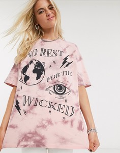 Oversized-футболка тай-дай с надписью "no rest for the wicked" ASOS DESIGN-Мульти